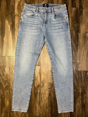 7 For All Mankind Luxe Sport Adrien Slim Taper Jeans Mens 33 Blue Stretch EUC